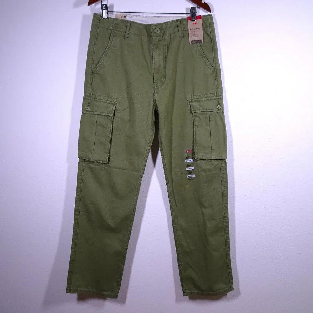 Levi's Ace Cargo Pants Men's Size 33x32 Green Cotton Relaxed Taper